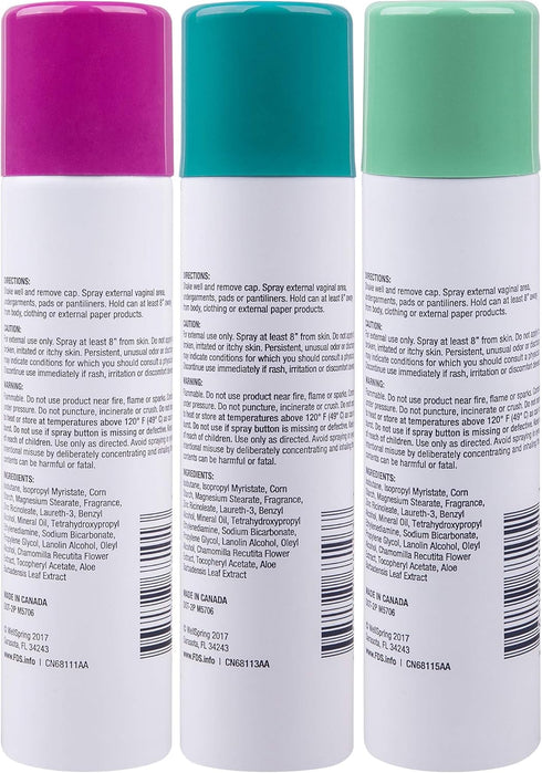 Pack, 2 3 Count FDS Intimate Deodorant Spray All Day Freshness Variety Shower Fresh and Delicate Breeze, Ounce Bottles