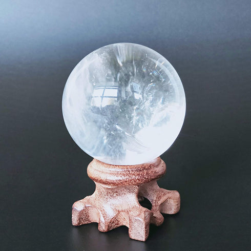 Polar Jade Clear Quartz Crystal Ball with Stand, 45mm/1.8” for Crystal Healing, Meditation, Scrying