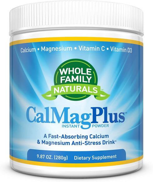 Calcium Magnesium Powder Supplement - CalMag Plus with Vitamin C & D3 - Natural Calm Cal Mag Drink - Gluten Free,