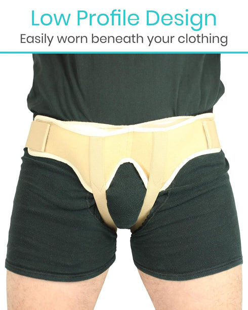 Vive Hernia Support Truss - Hernia Belt for Single/Double Inguinal or Sports Hernia - Medium with 2 Compression Pads