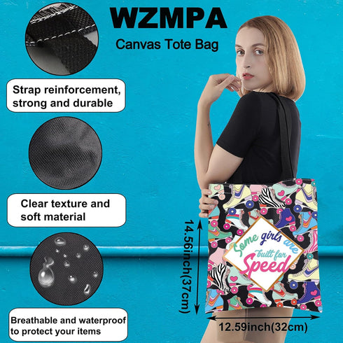 WZMPA Roller Skater Makeup Bag, Gifts for Roller Skating Lovers, Zipper Bag with "Some Girls Are Built For Speed"