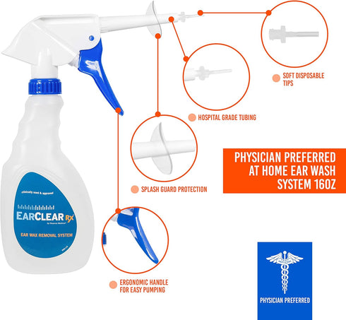 EarClear RX Ear Wash System Full Kit with Otoscope, Rigid Kit, 3 Tips