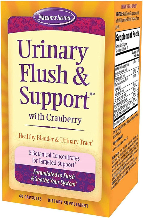 Nature's Secret Urinary Flush & Support with Cranberry, 60 Capsules for Healthy Bladder