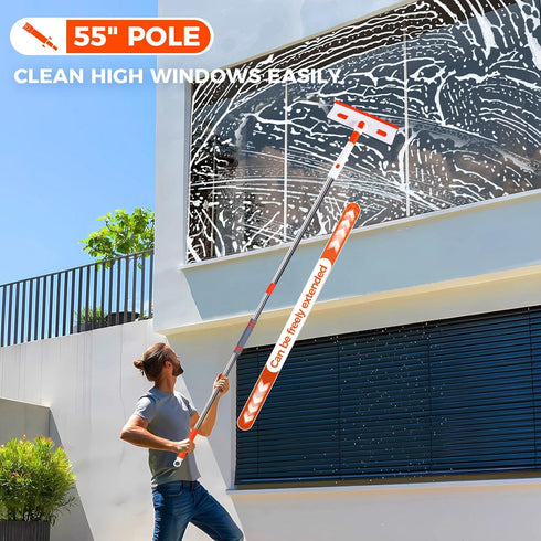 Keyloland 2-in-1, 55" Professional Window Squeegee Window Cleaner with Extension Pole, Premium Squeegee for Window