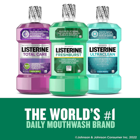 Listerine Freshburst Antiseptic Mouthwash, Kills 99% of Germs, Spearmint, 1 L, Pack of 2