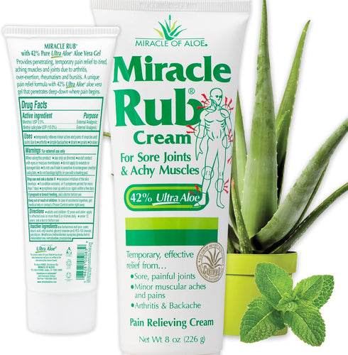Miracle of Aloe Pain Relieving Cream 8 oz - Fast & Effective Relief for Muscle, Joint, and Arthritis Pain - Maximum