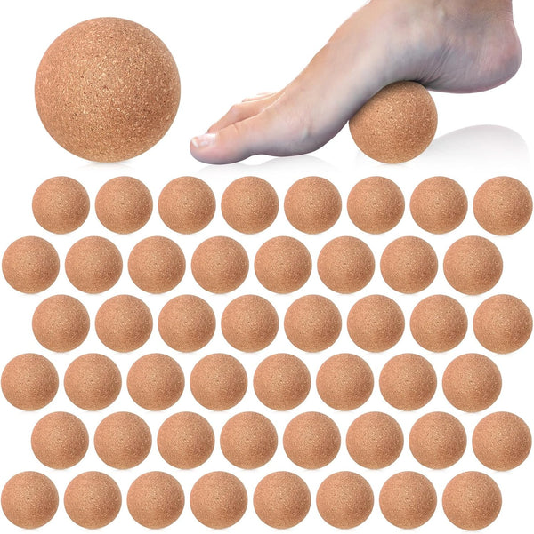 Seenelling 50 Pcs Cork Massage Ball Solid Hard Myofascial Release Yoga Ball for