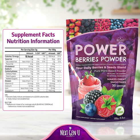 NGU Next Gen U 4 Pack, 150g Immune Super Berry Powder - Each - Support - Food Supplement - Superfood Berries - Smoothie