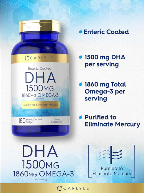 Carlyle DHA Supplement 1500mg - 180 Softgels, Omega-3 Supplement, Non-GMO, Gluten Free