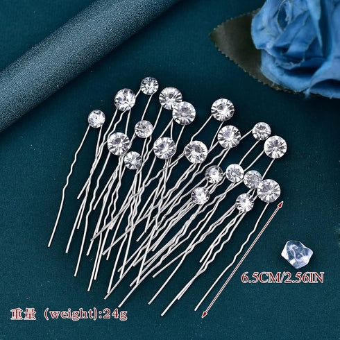 JHOO Bridal Hair Accessory - 20PCS Rhinestone Hair Pins Wedding Jewelry for Bridal (Silver)