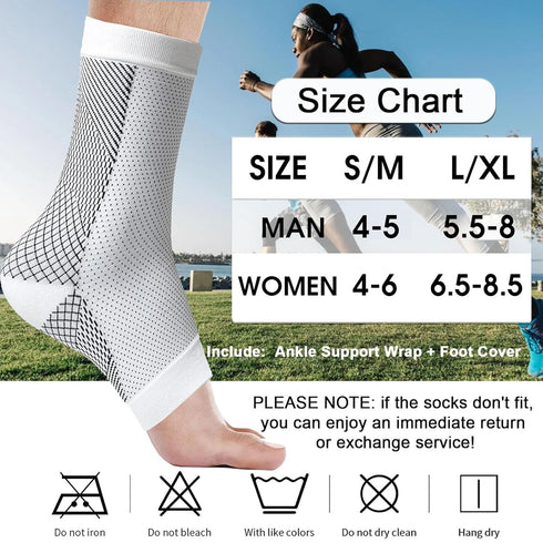 Neuropathy Socks for Women and Men - 2 Pairs Upgraded Soothe Socks with Ankle Support Straps for Plantar Fasciitis
