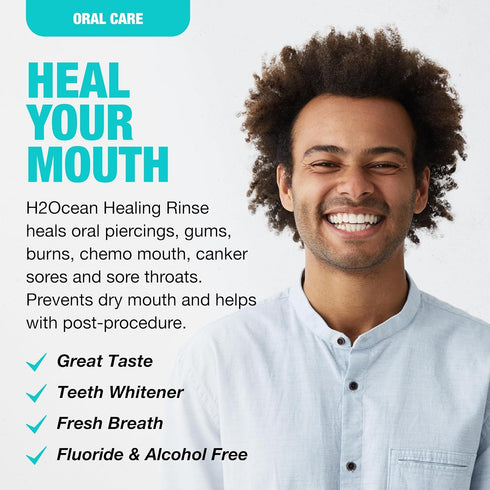 H2Ocean Healing Rinse, Natural Sea Salt Mouth Rinse for Oral Care, Alcohol-Free, Arctic Ocean Mint