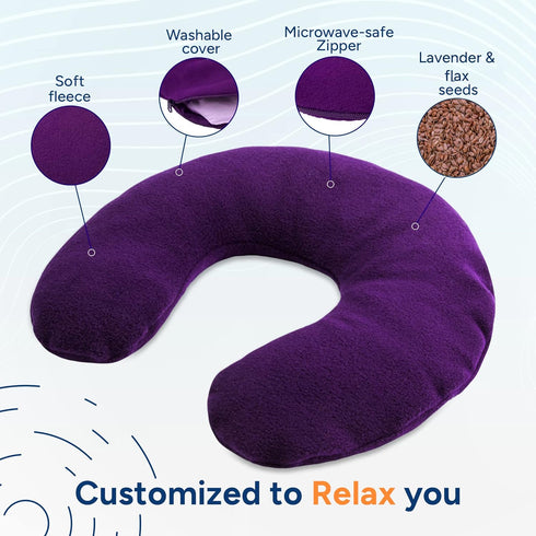 SunnyBay Microwave Heating Pad, Microwavable Heated Neck Pillow for Moist Hot Therapy, Aromatherapy, 2.5 lbs, Purple