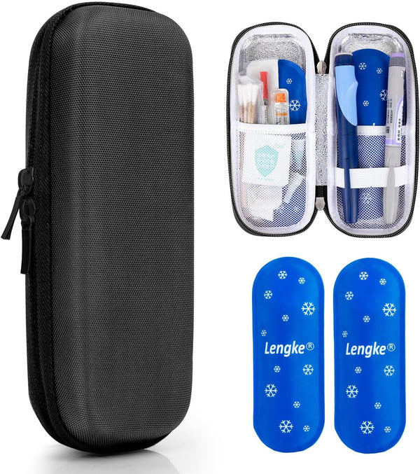 LengKe Insulin Cooler Travel Case, TSA Approved EVA Diabetic Case with 2 Gel Ice Packs for Insulin Supplies