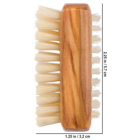 REDECKER Natural Pig Bristle Travel Nail Brush with Waxed Olive Wood Handle, 2-1/4-Inches