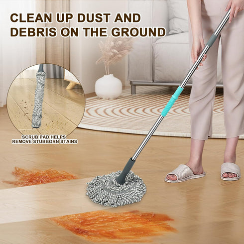 Self Wringing Mop for Floor Cleaning, Easy Squeeze Twist Mop with 52.5 Inch Long Handle, Heavy Duty Wet Mop