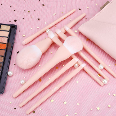 MSQ 8Pcs Makeup Brush Set, Foundation, Blending, Eyeshadow Brushes with Bag (Pink)