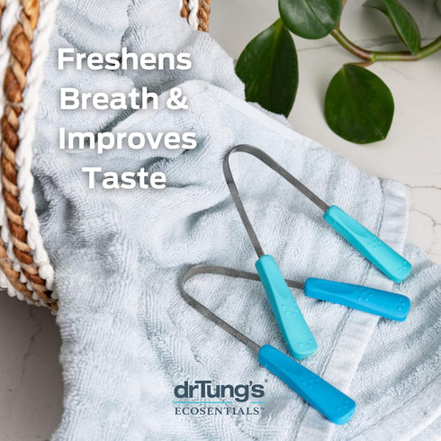 DrTung's Stainless Tongue Scraper - Tongue Cleaner for Adults and Kids, Comes with Travel Case