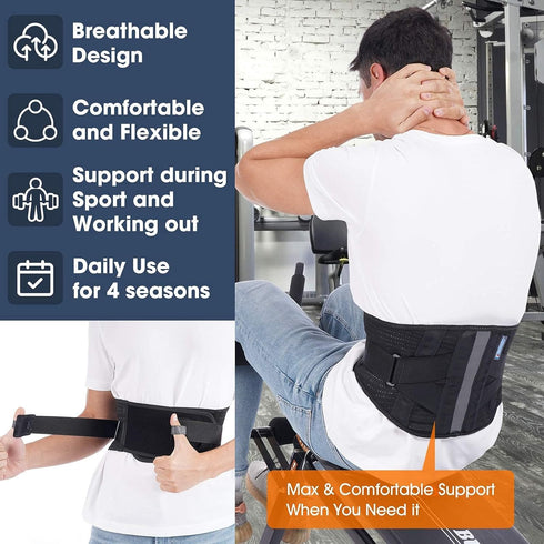 Back Brace Support Belt, Flexible Lumbar Support for Pain Relief, Scoliosis Brace XXXL Fits Waist Size 45”-51”