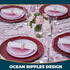 Hammered 10.25" (Pack 10) Silver Spoons Lava Collection White Plastic Dinner Plates with Blush Mist Finish