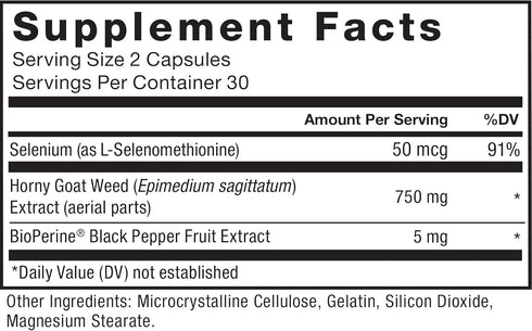 Force Factor Horny Goat Weed for Men - 750mg Natural Male Drive & Vitality Supplement, 60 Capsules