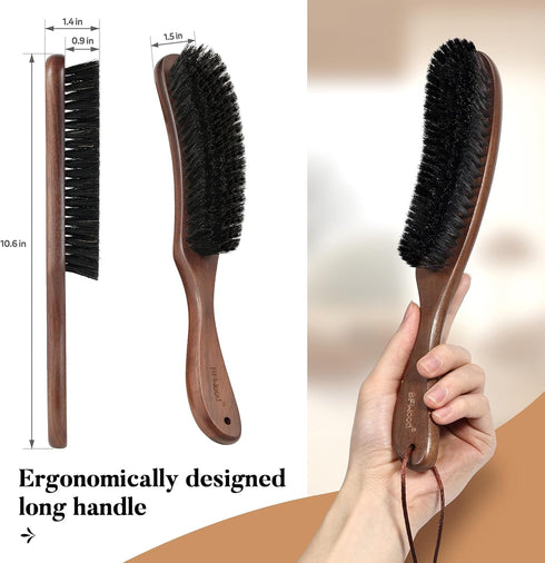BFWood Clothes Brush, Boar Bristle Lint Brush for Suits, Cashmere, Wool, Velvet, Suede and Pet Hair, Large Black Walnut