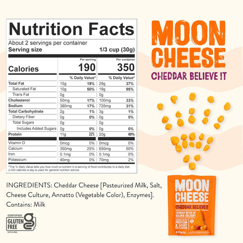 Pack, 100% 2 (Pack 3) Moon Cheese Variety Cheddar, Gouda & Pepper Jack, Crunchy, Protein-Rich Cheese Snack, Gluten