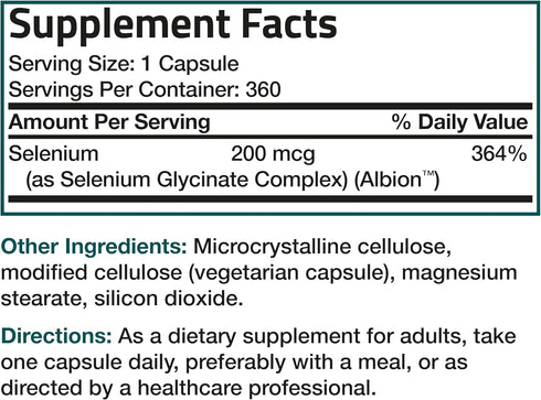 Bronson Selenium 200 mcg, Yeast Free Chelated Amino Acid Complex, 360 Vegetarian Capsules for Superior Absorption