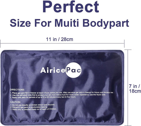 Ice Packs for Injuries, Reusable Gel Cold Pack for Pain Relief, 7”x 11”, Blue for Neck, Shoulder, Ankle, Elbow, Back.