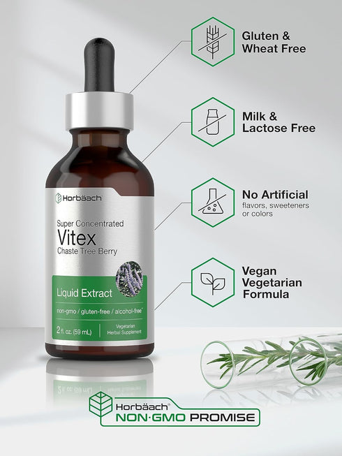 Horbaeach Vitex Berry Chasteberry Extract - 2 fl oz Super Concentrated Alcohol Free Supplement