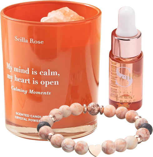 for Mom Aromatherapy Bracelet & Crystal Candle Set, Luxury Relaxation Pamper Gift