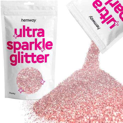 Hemway Premium Ultra Sparkle Glitter, Light Rose Gold Metallic Flake for Arts Crafts Nails Cosmetics, 100g / 3.5oz