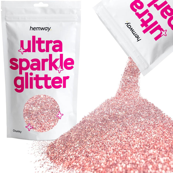 Hemway Premium Ultra Sparkle Glitter, Light Rose Gold Metallic Flake for Arts Crafts Nails Cosmetics, 100g / 3.5oz