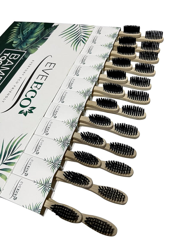 24 Count Bamboo Toothbrush with Soft Bristles Best for Sensitive Gums, Charcoal, Vegan, BPA Free, Recyclable
