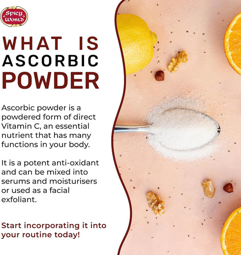 Spicy World Ascorbic Acid Vitamin C Powder 5 LB - Pure Dietary Supplement, Bulk VIT C Powder USP