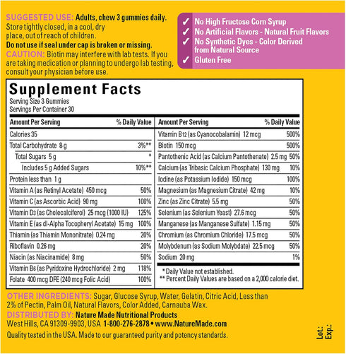 Nature Made Advanced Multivitamin Gummies for Her, 90 Gummies, with Magnesium Citrate, Calcium & All 8 B Vitamins