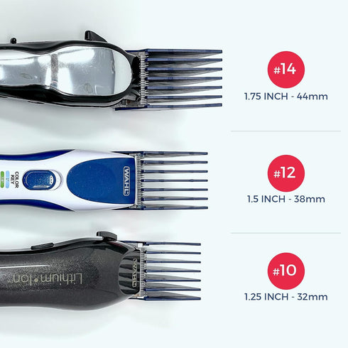 Premium XL Clipper Guards Set, Extra Strong 1.75" (#14), 1.5" (#12), 1.25" (#10) Large Guide Comb for Wahl Clippers