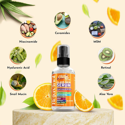 Snail Mucin Serum Vitamin C Face Serum, Anti-Aging with Hyaluronic Acid and Niacinamide for Glowing Skin
