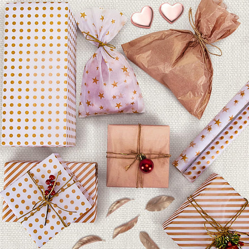 Larcenciel Tissue Paper, 120 Sheets Rose Gold Bulk, Gift Wrapping Paper for Gift Bags, Flower, Holiday Decor