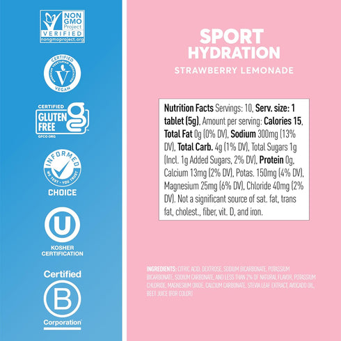Nuun Sport Electrolyte Drink Tablets, Strawberry Lemonade, 10 Count, Pack of 8