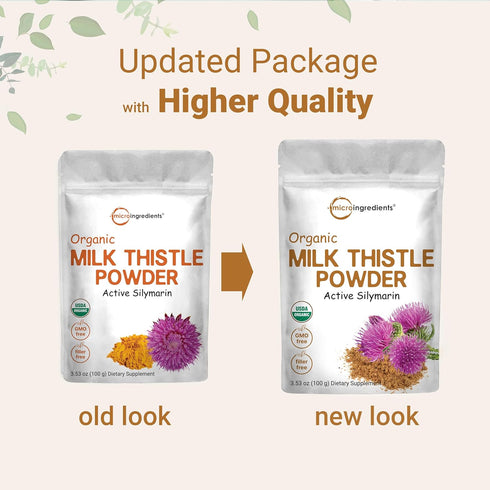 Organic Milk Thistle Powder, 3.5 oz, Herbal Liver Support Supplement, Non-GMO