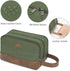 WANDF Travel Toiletry Bag for Men, Leather and Canvas Dopp Kit, Small Bathroom Bag for Travel Accessories (Green)