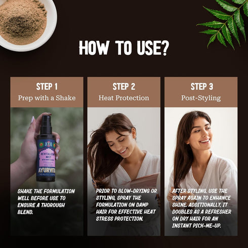 Hair Mist Revitalizing & Volumizing Detangling Spray, Maka for Hair Growth, Neem for Dryness