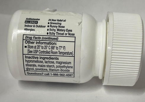 Cetirizine 10 mg Antihistamine Tablets - Generic for Zyrtec 24 Hour Allergy - 100 Tablets, 4 Pack Total 400 ct.