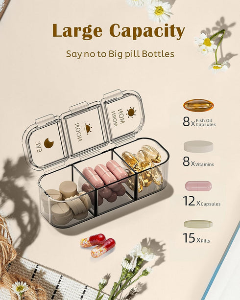 Ruquvi 3 7 Weekly Pill Organizer Times A Day, AM PM Organizer Day Pill Box with Separate Compartment, Large Medicine