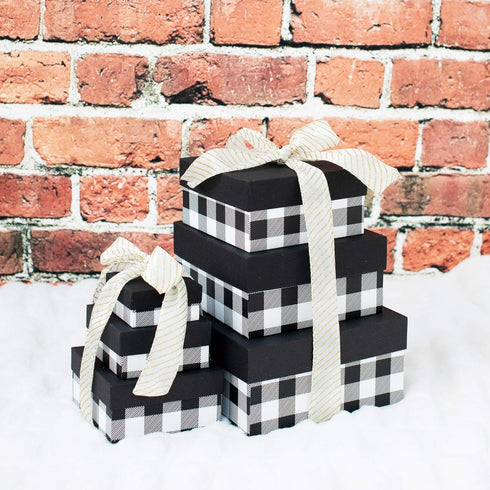 Made in USA Recycled Paper Kraft Boxes – Nested Squared Boxes with Lids, 3.25”, 4.25” & 5.25” (Small Set of 3 - Black