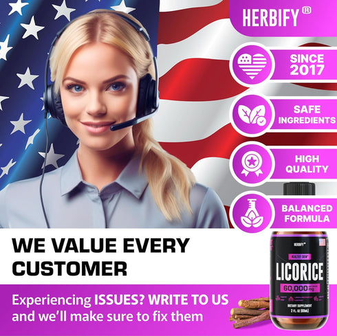Immune 30 2oz HERBIFY Licorice Root Extract - Powerful Licorice Supplement - Lung Support Supplement - Licorice Extract
