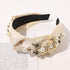 Ivyu Knotted Pearl Headbands for Women - Fashion Hair Accessories, No Slip Top Knot Headband Gift (White Gray Beige)