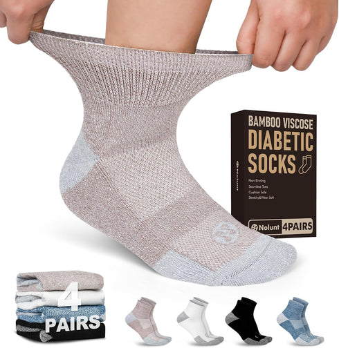 Diabetic Socks for Men,4 Pairs Non Binding Ankle Mens Diabetic Sock Size