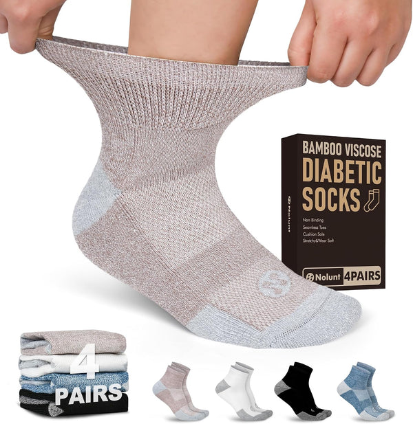 Diabetic Socks for Men,4 Pairs Non Binding Ankle Mens Diabetic Sock Size
